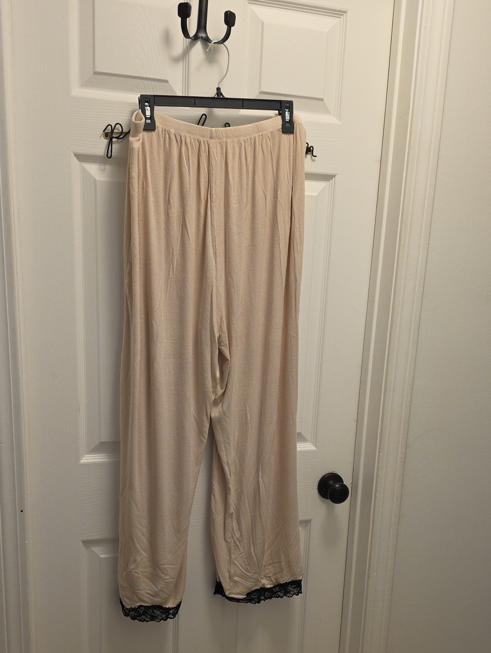Aerie XL Womens Ribbed Modal Pajama Pants With Black Lace Cuff